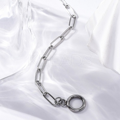 Tarnish Resistant 304 Stainless Steel Paperclip Chain Bracelets BJEW-JB04967-1