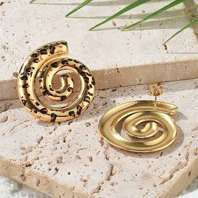 304 Stainless Steel Enamel Stud Earrings EJEW-Z084-15G-03-1