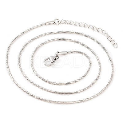 201 Stainless Steel Round Snake Chain Necklaces for Women NJEW-G140-06B-P-1-1