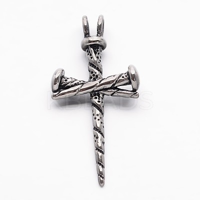 Retro 304 Stainless Steel Cross Gothic Pendants STAS-E094-08AS-1