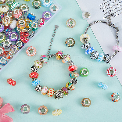 120Pcs 6 Styles Christmas Theme Resin European Rondelle Beads RPDL-SP0001-04-1