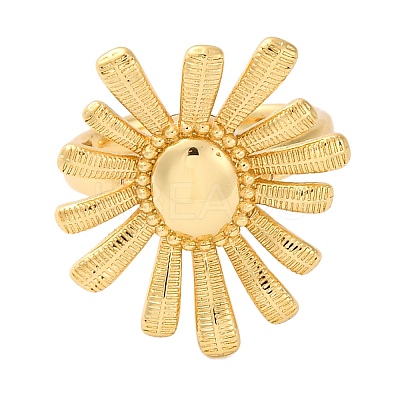 Rack Plating Flower Brass Open Cuff Rings for Women RJEW-S242-11G-1