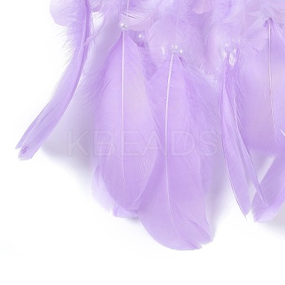 Handmade Eye Woven Net/Web with Feather Wall Hanging Decoration HJEW-K035-04B-1