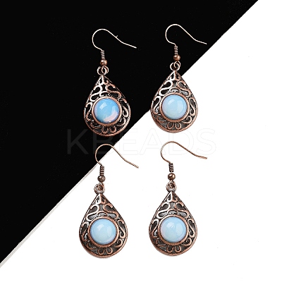 Opalite Teardrop Dangle Earrings EJEW-B055-02R-21-1