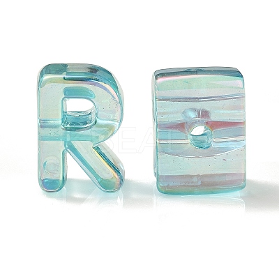 UV Plating Rainbow Iridescent Acrylic Beads OACR-C012-02C-1-1
