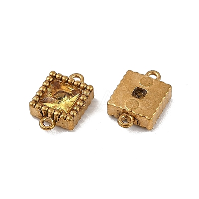 Ion Plating(IP) 304 Stainless Steel Cubic Zirconia Square Links Connector Charms STAS-K256-24G-09-1