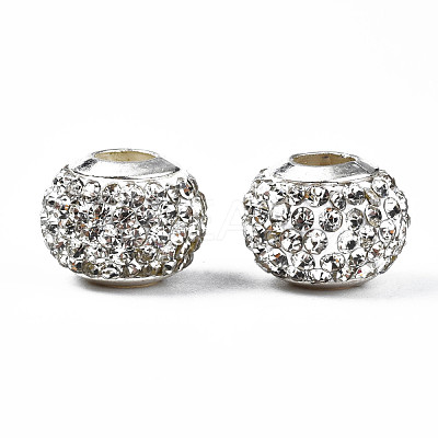Handmade Polymer Clay Rhinestone European Beads RB-N053-001-12-1