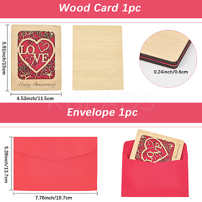 Valentine's Day Wooden Greeting Cards DIY-CP0011-91B-1