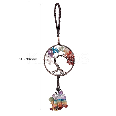 Wire Wrapped Chips Natural Gemstone Big Pendant Decorations HJEW-SZ0001-26D-1