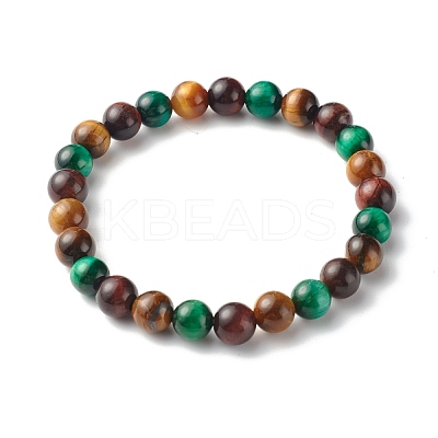 Natural Tiger Eye Beads Stretch Bracelets BJEW-JB06386-1