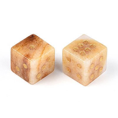 Natural Yellow Jade Carved Cube Dice T144-07H-1