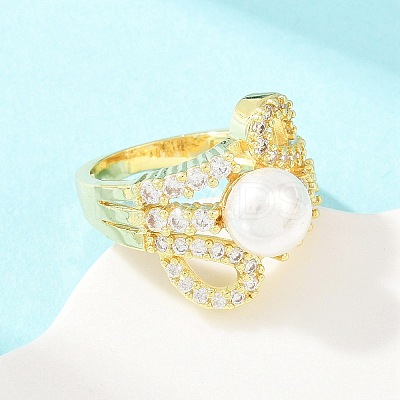 Brass Micro Pave Cubic Zirconia Finger Rings for Women RJEW-D340-02G-10-1