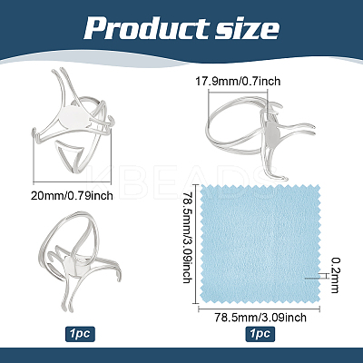 Rhodium Plated Sterling Silver Triangle Open Cuff Ring Components STER-BC0002-33-1