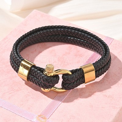 Braided Microfiber Leather Cord Double Bracelets BJEW-C153-01C-1