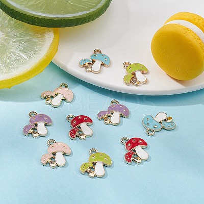 10Pcs 5 Colors Autumn Theme Alloy Enamel Pendants ENAM-YW0002-79-1