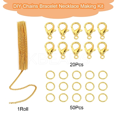 DIY Chains Bracelet Necklace Making Kit DIY-YW0005-82G-1