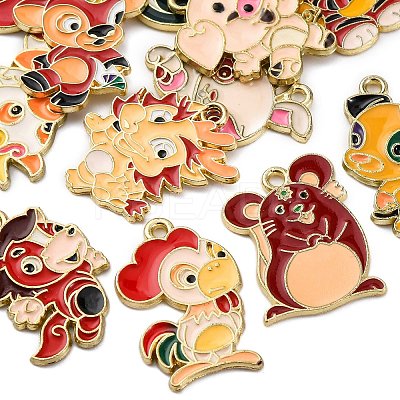 12Pcs 12 Styles Alloy Enamel Pendants ENAM-FP0001-88-1