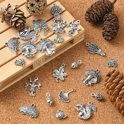 100Pcs 10 Styles Autumn Tibetan Style Alloy Pendants TIBEP-CJ0002-56-1