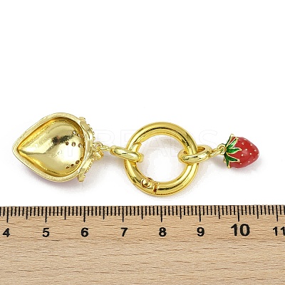 Strawberry Brass Micro Pave Clear Cubic Zirconia Spring Gate Rings KK-M322-10G-1