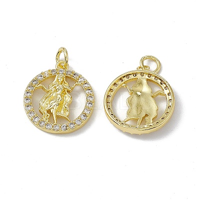Real 18K Gold Plated Brass Micro Pave Clear Cubic Zirconia Pendants KK-E068-VB409-6-1
