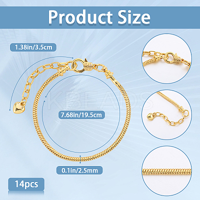 14Pcs Brass European Style Bracelet Making MAK-SP0001-02-1