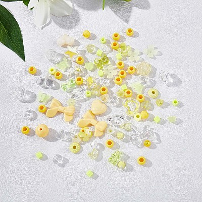 150 Pieces Random Rose Acrylic Beads Bear Pastel Spacer Beads Butterfly Loose Beads for Jewelry Keychain Phone Lanyard Making JX543B-1