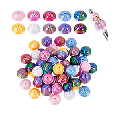 60Pcs 10 Colors UV Plating Opaque Acrylic Beads FIND-PH0026-82-1