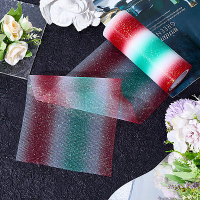 Rainbow Polyester Fabric Sparkling Tulle Roll OCOR-WH20006-55D-1