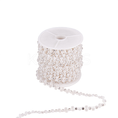 Flower ABS Plastic Imitation Pearl Beaded Trim Garland Strands CHAC-R001-01-1