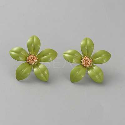 Iron & Alloy Enamel Flower Stud Earrings EJEW-WH0033-57E-1