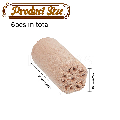 6Pcs 6 Styles Round Wooden Traditional Chinese Moon Cake Molds AJEW-CA0004-23-1