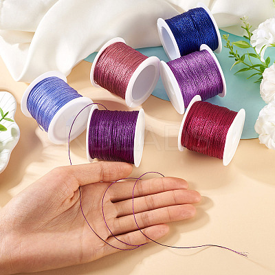 6 Rolls 6 Colors 6-Ply Polyester Metallic Thread OCOR-TA0003-11C-1