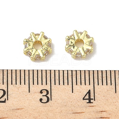 Flat Round Brass Micro Pave Clear Cubic Zirconia Beads KK-K293-72G-1