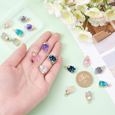16Pcs 8 Color Druzy Resin Pendants RESI-FH0001-36-1