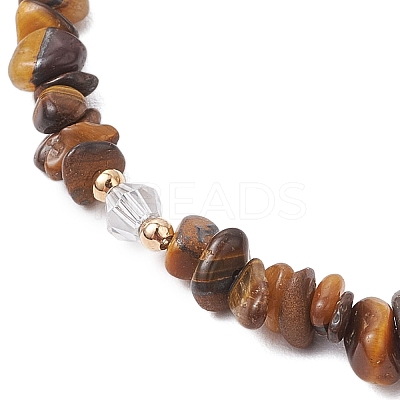 Natural Tiger Eye Chip & Glass Beaded Anklets AJEW-AN00682-06-1