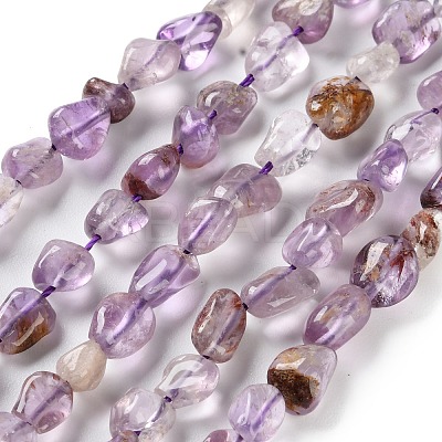 Natural Purple Phantom Quartz Purple Lodolite Quartz Beads Strands G-P497-01C-32-1