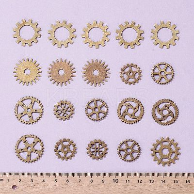 20Pcs Metal Alloy Steampunk Gear Charms Connectors Cog Pendants TIBEP-FS0001-04AB-1