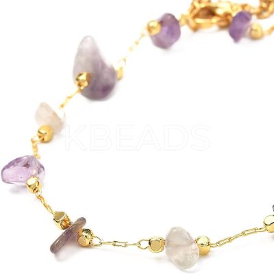 10Pcs Natural Mixed Gemstone Chip Beaded Anklets Set AJEW-PH0004-76-1