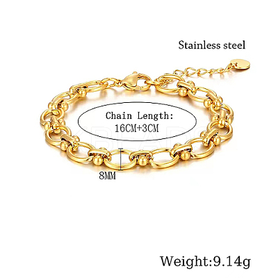 304 Stainless Steel Cable Chain Bracelets for Women CF3254-1-1