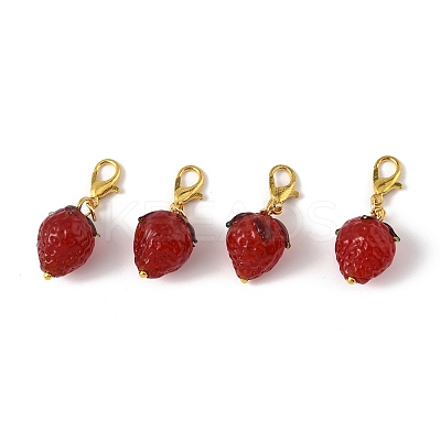 4Pcs Handmade Lampwork Strawberry Pendant Decorations HJEW-FS00041-04-1