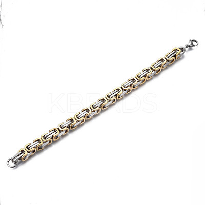 Ion Plating(IP) Two Tone 201 Stainless Steel Byzantine Chain Bracelets BJEW-S057-86A-03-1