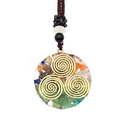 Orgonite Chakra Natural & Synthetic Mixed Stone Pendant Necklaces QQ6308-3-1