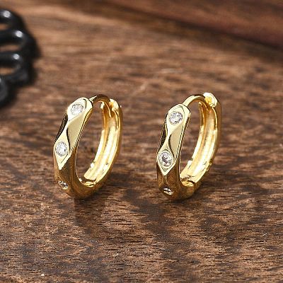 Ring Sparkling Cubic Zirconia Huggie Hoop Earrings for Girl Women EJEW-H126-05G-1