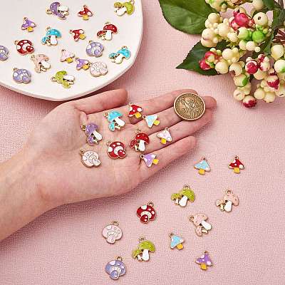 48Pcs 12 Style Autumn Theme Alloy Enamel Charms ENAM-SZ0003-12-1