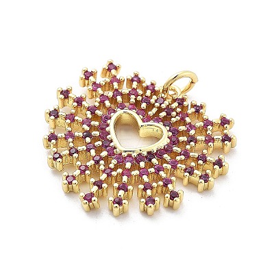 Brass Micro Pave Cubic Zirconia Pendants KK-Q006-35G-01-1