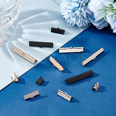 32Pcs 16 Style Brass Ribbon Crimp Ends KK-PH0009-44-1