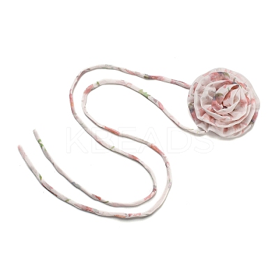 Flower Pattern Fabric Rose Tie Choker Necklaces for Women NJEW-Z022-01F-1