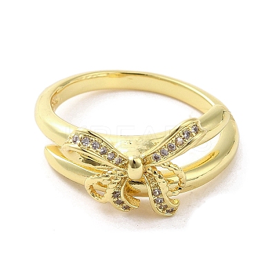 Rack Plating Brass Micro Pave Cubic Zirconia Finger Ring RJEW-C072-33F-G-1