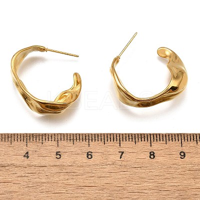 Ion Plating(IP) 304 Stainless Steel Round Stud Earrings EJEW-K244-44G-1
