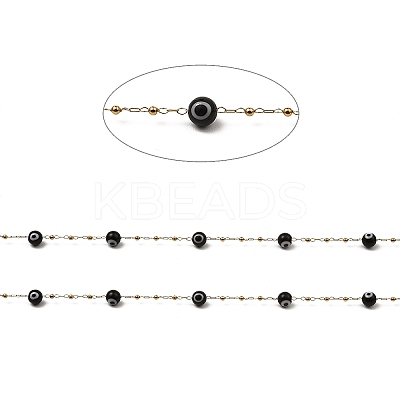 Evil Eye Lampwork Beaded Link Chains CHS-G028-04G-09-1